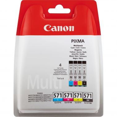 Canon 0386C005/CLI-571 Ink cartridge multi pack Bk,C,M,Y, 4x1.11K pages ISO/IEC 24711 7ml Pack=4 for Canon Pixma MG 5750/7750