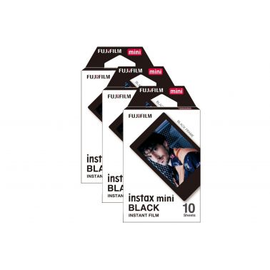 Fujifilm Instax Mini Instant Photo Film - Black, 30 Shot Pack