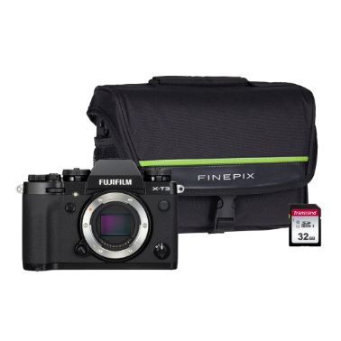 Fujifilm X-T3 Mirrorless Camera with 32GB SD Card & FinePix System Bag - Black