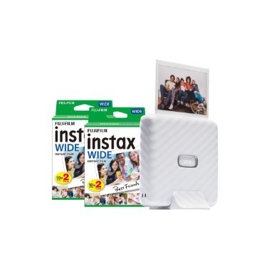 Fujifilm Instax Link Wide Printer with 40 Shot Pack - Ash White