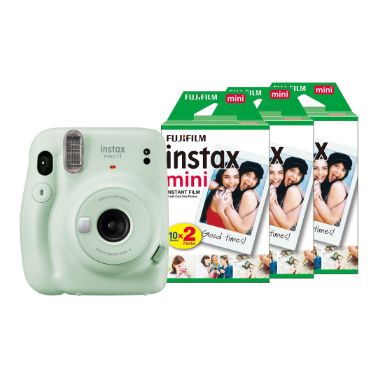 Fujifilm Instax Mini 11 Instant Camera with 60 Shot Film Pack - Pastel Green