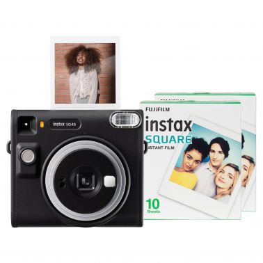 Fujifilm Instax Square SQ40 Instant Camera with 20 Shot Pack - Black