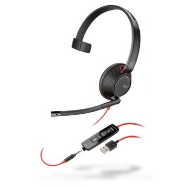 POLY Blackwire 5210 Headset Wired Head-band Calls/Music USB Type-A Black, Red