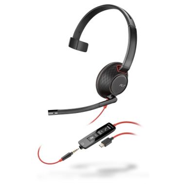 POLY Blackwire 5210 Headset Wired Head-band Calls/Music USB Type-C Black, Red