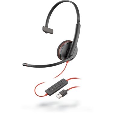 POLY Blackwire C3210 Headset Wired Head-band Calls/Music USB Type-A Black, Red