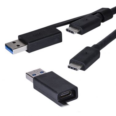 Cablenet 1m USB 3.1c Male - USB 3.1c Male Black Cable with USB 3.0 Adaptor