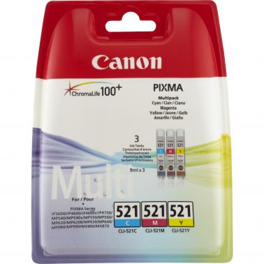 Canon 2934B010/CLI-521 Ink cartridge multi pack C,M,Y, 3x446 pages ISO/IEC 24711 9ml Pack=3 for Canon Pixma IP 3600/MP 980