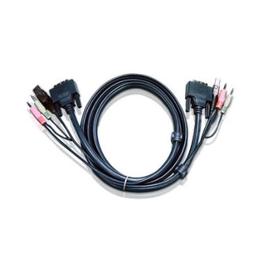 Aten 6ft USB DVI-D Single Link KVM cable 1.8 m Black