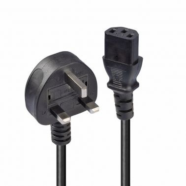 Lindy 0.7m UK 3 Pin Plug to IEC C13 mains power Cable, Black