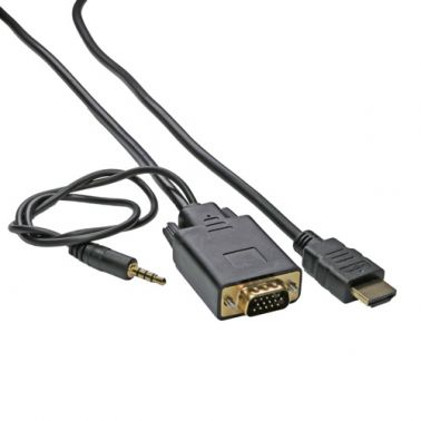 Cablenet 1.8m HDMI 1.4b Male - SVGA Male + 3.5mm Stereo 30AWG Black Cable