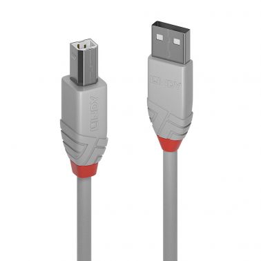 Lindy 5m USB 2.0 Type A to B Cable, Anthra Line, grey