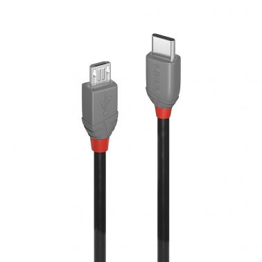 Lindy 1m USB 2.0 Type C to Micro-B Cable, Anthra Line