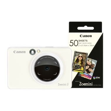 Canon Zoemini S Pocket Size 2-in-1 Instant Camera (60 Shots) - Pearl White