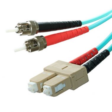 Cablenet 1m OM3 50/125 ST-SC Duplex Aqua LSOH Fibre Patch Lead