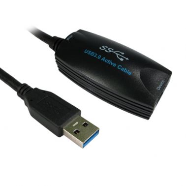 Cablenet 5m USB 3.0 Type A Male - Type A Female Active Black PVC Extension Cabl