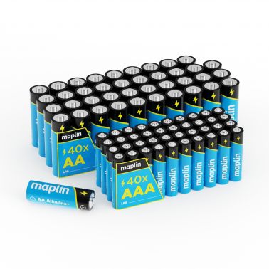 Maplin 40x AA LR6 /40x AAA LR03 1.5V Alkaline Batteries 7 Year Shelf Life High Performance