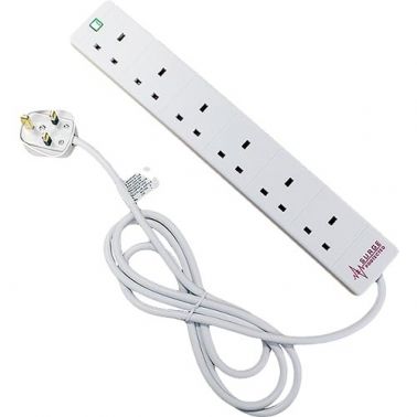 Cablenet 6 Way UK White 13Amp Surge Protected Power Strip with 5m Lead