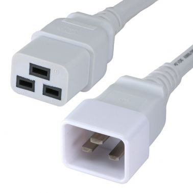 Cablenet 1m IEC C20 - IEC C19 White PVC 1.5mm Power Leads