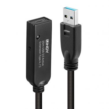 Lindy 43375 USB cable 20 m USB 3.2 Gen 1 (3.1 Gen 1) USB A Black