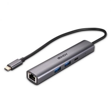 Lindy 43385 interface hub USB Type-C 10000 Mbit/s Grey