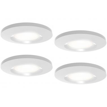 4lite IP65 3000K Dimmable LED Fire-Rated Downlight - Matte White, Pack of 4