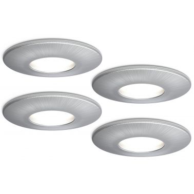 4lite IP65 GU10 Fire-Rated Downlight - Satin Chrome, Pack of 4