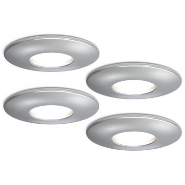 4lite IP20 GU10 Fire-Rated Downlight - Chrome, Pack of 4