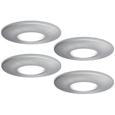 4lite IP20 GU10 Fire-Rated Downlight - Satin Chrome, Pack of 4