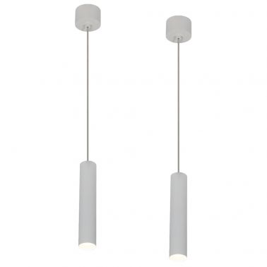 4lite Die-Cast Aluminium 3K Modern Slim 7W LED Pendant Light - White, Pack of 2