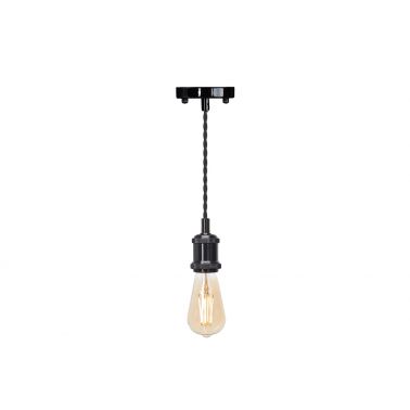 4lite Vintage Design Single Lighting Pendant with ST64 Amber Coated Filament LED Bulb - Blackened Silver