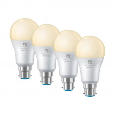 4lite WiZ Connected A60 Warm White WiFi LED Smart Bulb - B22 Bayonet Cap, Pack of 4