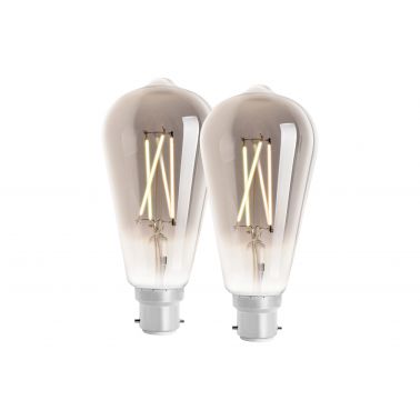 4lite WiZ Connected ST64 Smoky White WiFi LED Smart Bulb - B22 Bayonet, Pack of 2