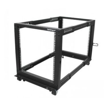 StarTech.com 12U Adjustable Depth Open Frame 4 Post Server Rack w/ Casters / Levelers and Cable Management Hooks