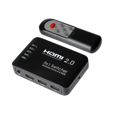 MPS HDMI Switch 5 Ports In 1 Port Out Ultra HD 4K@60Hz with Remote Control