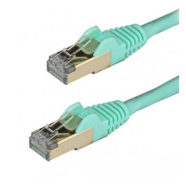 StarTech.com 1 m CAT6a Ethernet Cable - 10 Gigabit Shielded Snagless RJ45 100W PoE Patch Cord - 10GbE STP Category 6a Network Cable w/Strain Relief - Aqua Fluke Tested UL/TIA Certified