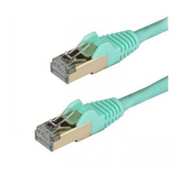 StarTech.com 0.50 m CAT6a Ethernet Cable - 10 Gigabit Shielded Snagless RJ45 100W PoE Patch Cord - 10GbE STP Category 6a Network Cable w/Strain Relief - Aqua Fluke Tested UL/TIA Certified