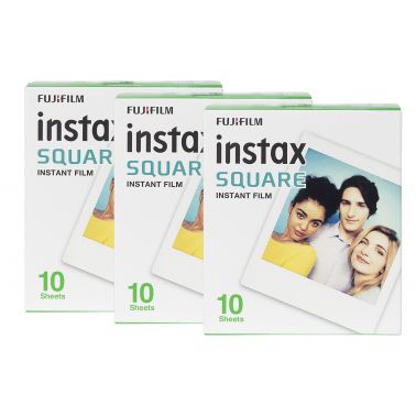 Fujifilm Instax Square Instant Photo Film - White, 30 Shot Pack