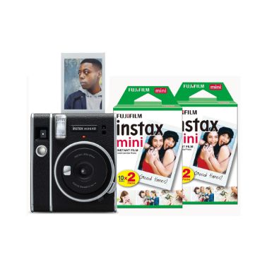 Fujifilm Instax Mini 40 Instant Camera with 40 Shot Pack - Black
