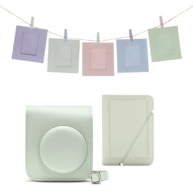 Fujifilm Instax Mini 12 Accessory Kit with Case, Photo Album, Hanging Cards & Pegs - Mint Green