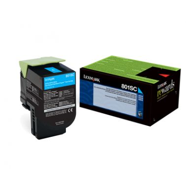 Lexmark 80C2SC0/802SC Toner-kit cyan return program, 2K pages ISO/IEC 19798 for Lexmark CX 310/410/510