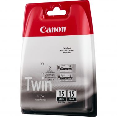 Canon 8190A002/BCI-15BK Ink cartridge black twin pack, 2x80 pages/5% 5,3ml Pack=2 for Canon I 70/Pixma IP 90