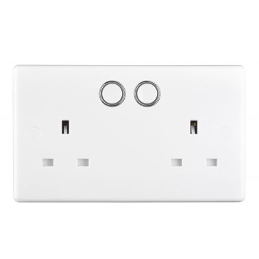 BG Electrical Slim Nexus Double Switched 13A Power Socket + Smart Home Control - White