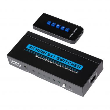 MPS HDMI Switch 5 Ports In 1 Port Out Ultra HD 4K@30Hz with Remote Control