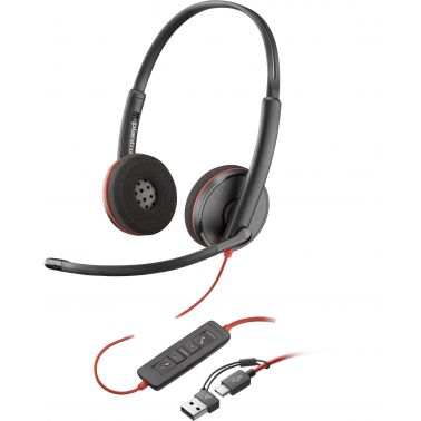 POLY Blackwire 3220 Stereo USB-C Headset +USB-C/A Adapter