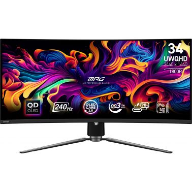 MSI MPG 341CQPX QD-OLED computer monitor 86.4 cm (34") 3440 x 1440 pixels UltraWide Quad HD QDOLED Black