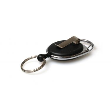 Digital ID Black Solid Carabiner Card Reels with Belt and Key Rings (Pack of 50)