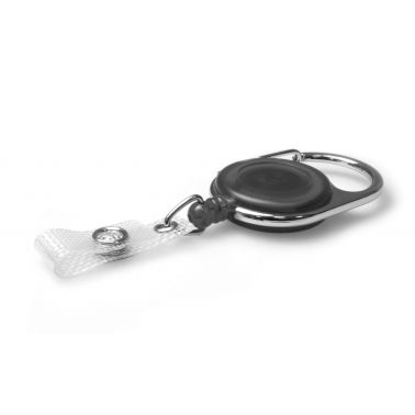 Digital ID Black Translucent Carabiner Card Reels with 19mm Recess and Reinforced Straps - Pack of 50