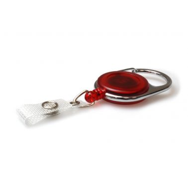 Digital ID Red Translucent Carabiner Card Reels with 19mm Recess and Reinforced Straps - Pack of 50