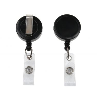 Digital ID Black ID Badge Reels with Strap Clip (Pack of 50)