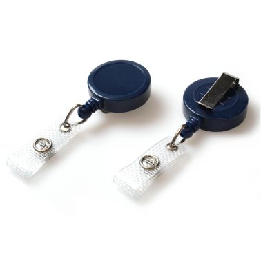 Digital ID Dark Blue ID Badge Reels with Strap Clip (Pack of 50)